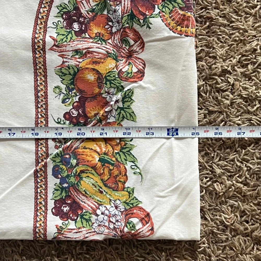 Vintage Thanksgiving Harvest Tablecloth Turkey Pumpkin Cornucopia Fall Decor